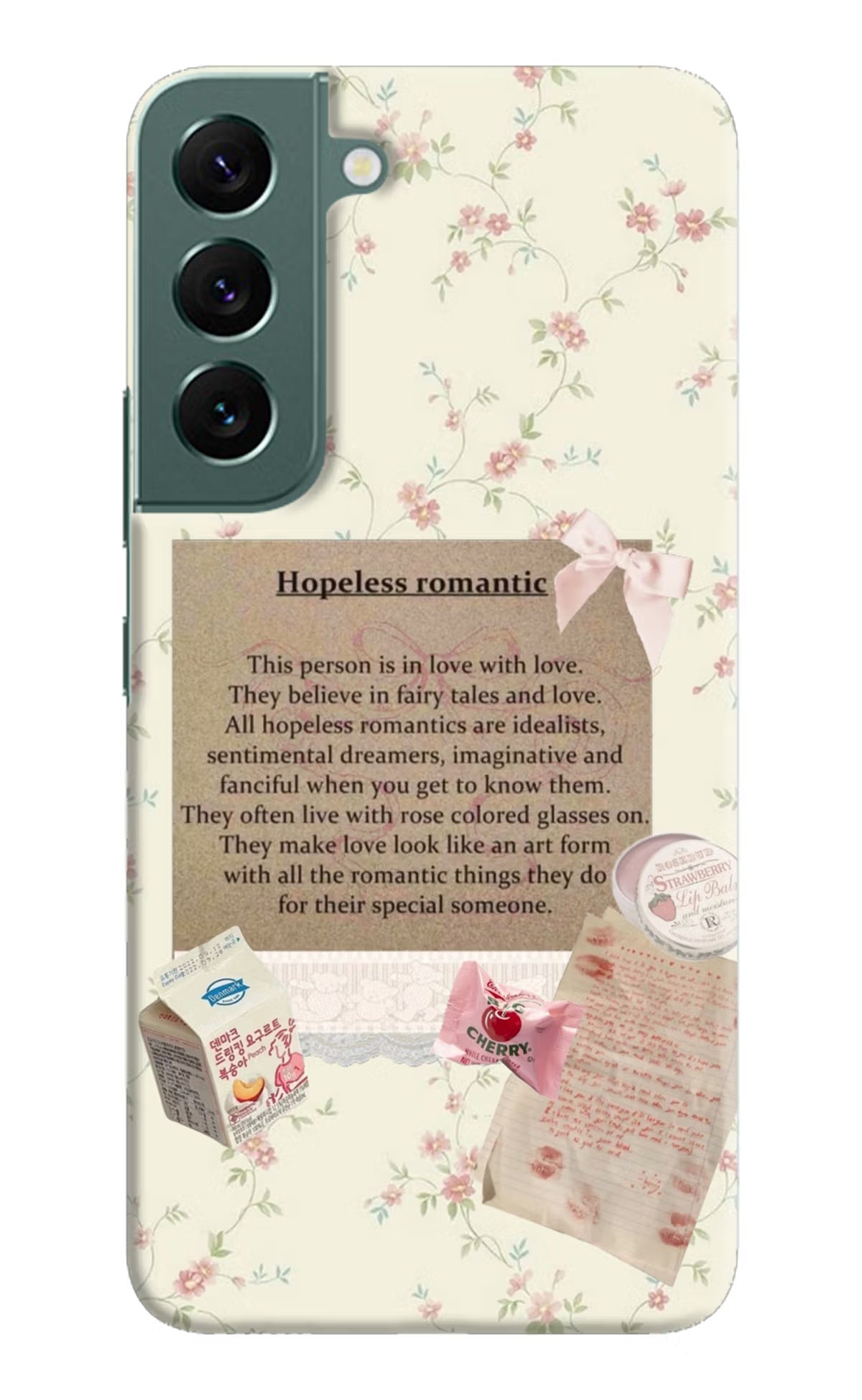 Hopeless Romantic Samsung S22 Hard Case Back Cover by Casekaro