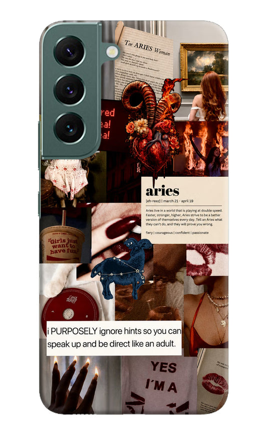 Zodiac Aries Samsung S22 Hard Case Back Cover by Casekaro