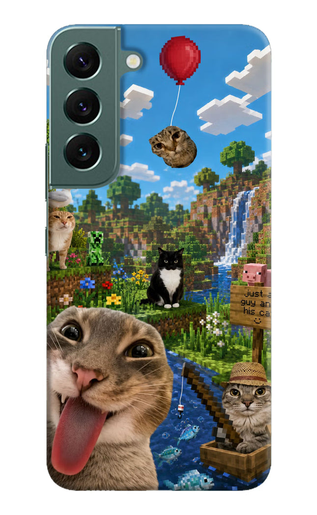 Minecraft Cat Chaos Samsung S22 Hard Case Back Cover by Casekaro