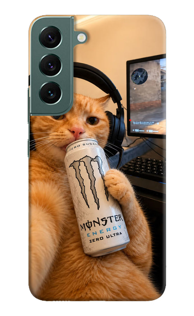 Gamer Cat Energy Samsung S22 Hard Case Back Cover by Casekaro