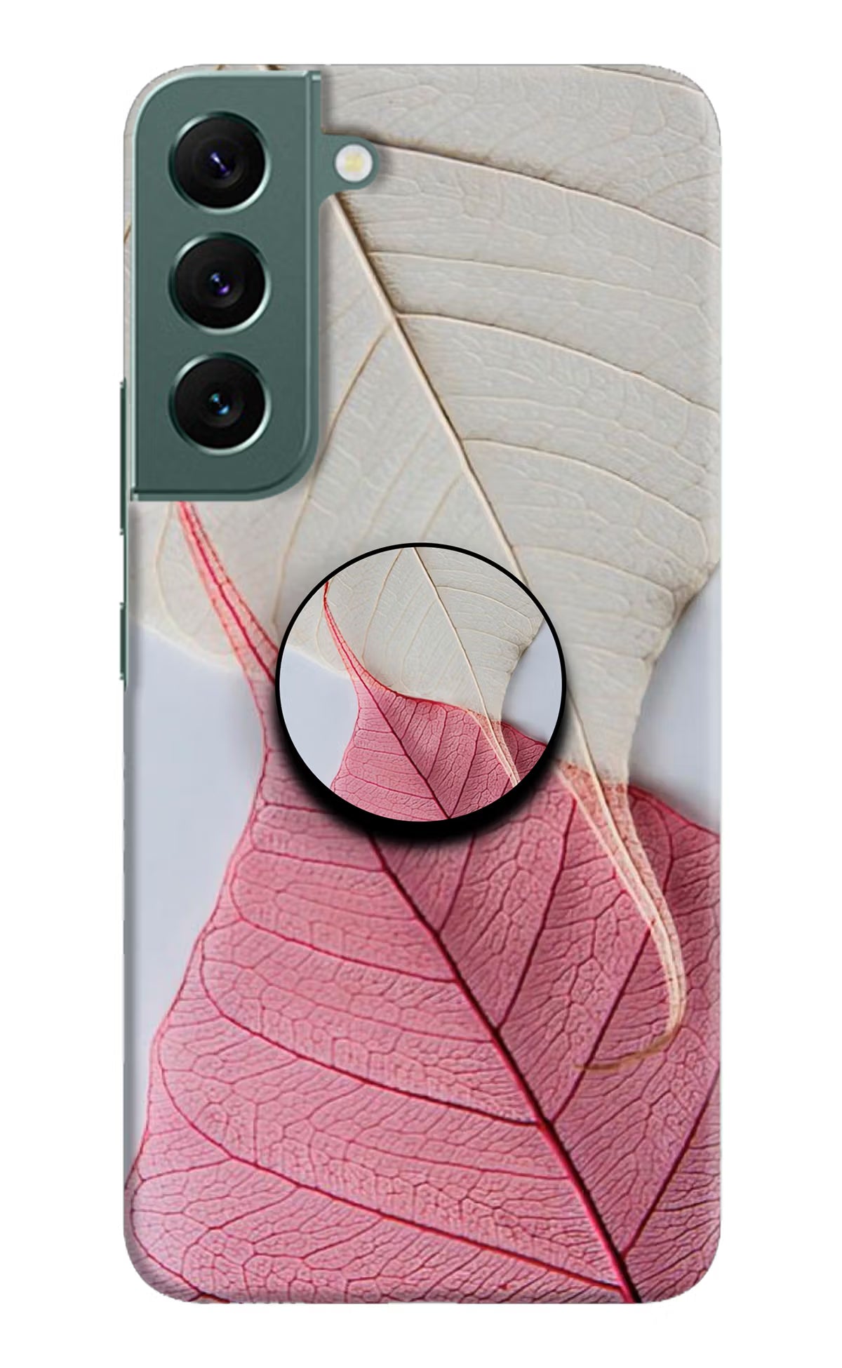 White Pink Leaf Samsung S22 Pop Case by Casekaro