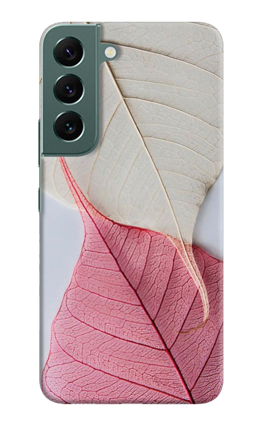 White Pink Leaf Samsung S22 Plus Hard Case Back Cover by Casekaro