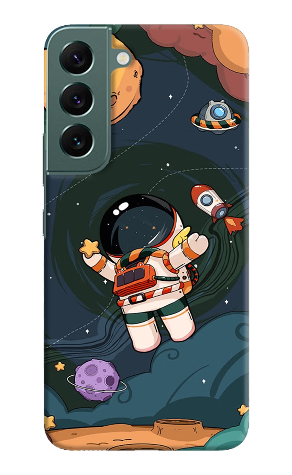 Cartoon Astronaut Samsung S22 Plus Hard Case Back Cover by Casekaro