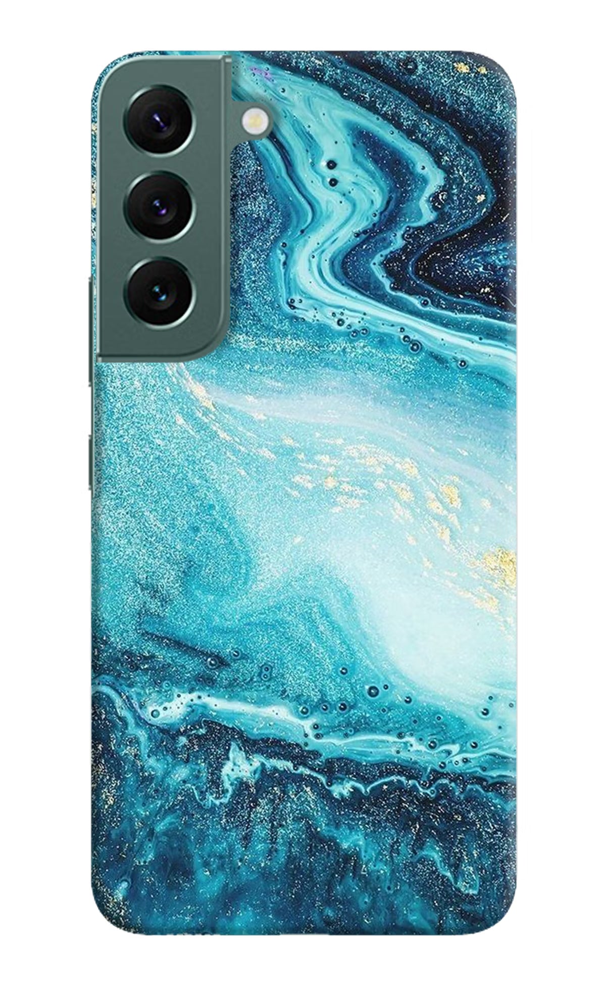 Blue Glitter Marble Samsung S22 Plus Hard Case Back Cover by Casekaro