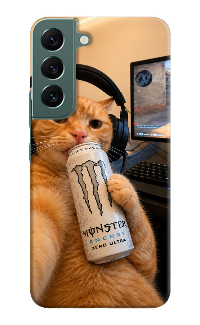 Gamer Cat Energy Samsung S22 Plus Hard Case Back Cover by Casekaro