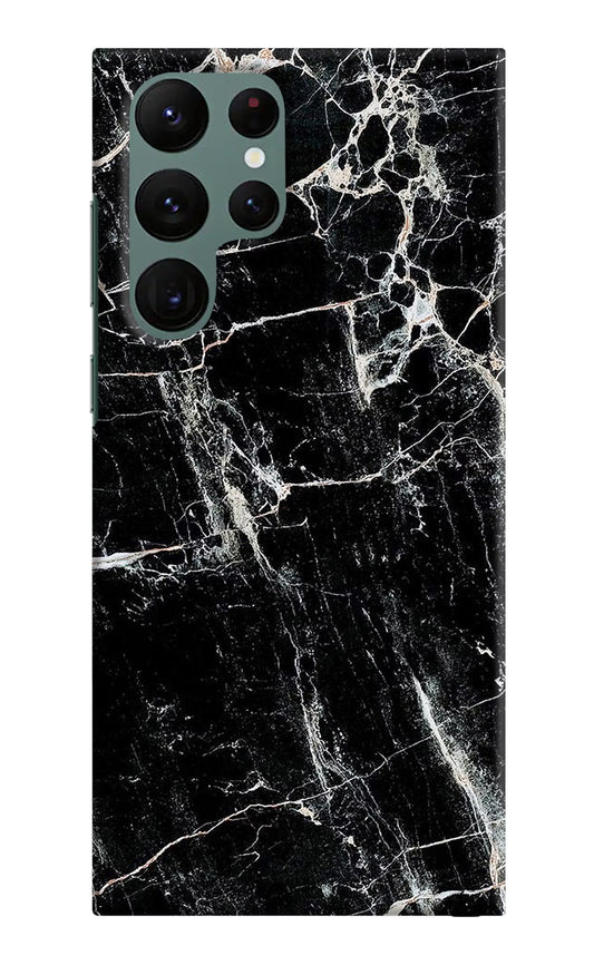 Black Marble Texture Samsung S22 Ultra Hard Case Back Cover by Casekaro