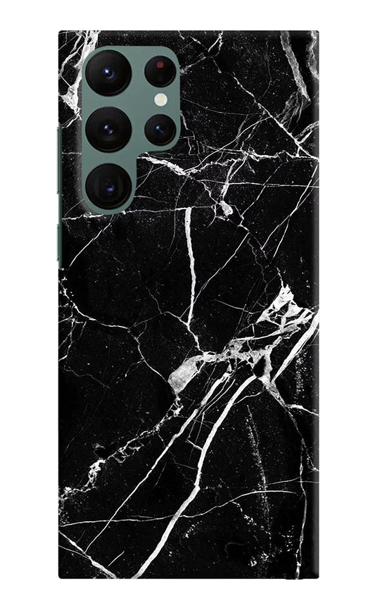 Black Marble Pattern Samsung S22 Ultra Hard Case Back Cover by Casekaro