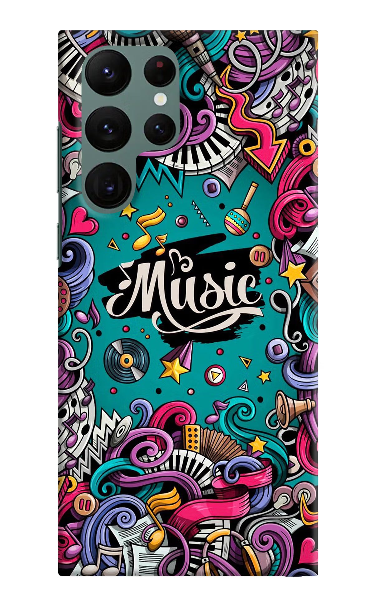 Music Graffiti Samsung S22 Ultra Hard Case Back Cover by Casekaro