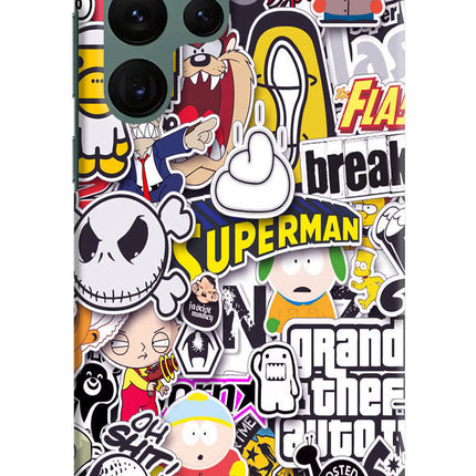 Sticker Bomb Samsung S22 Ultra Hard Case Back Cover by Casekaro