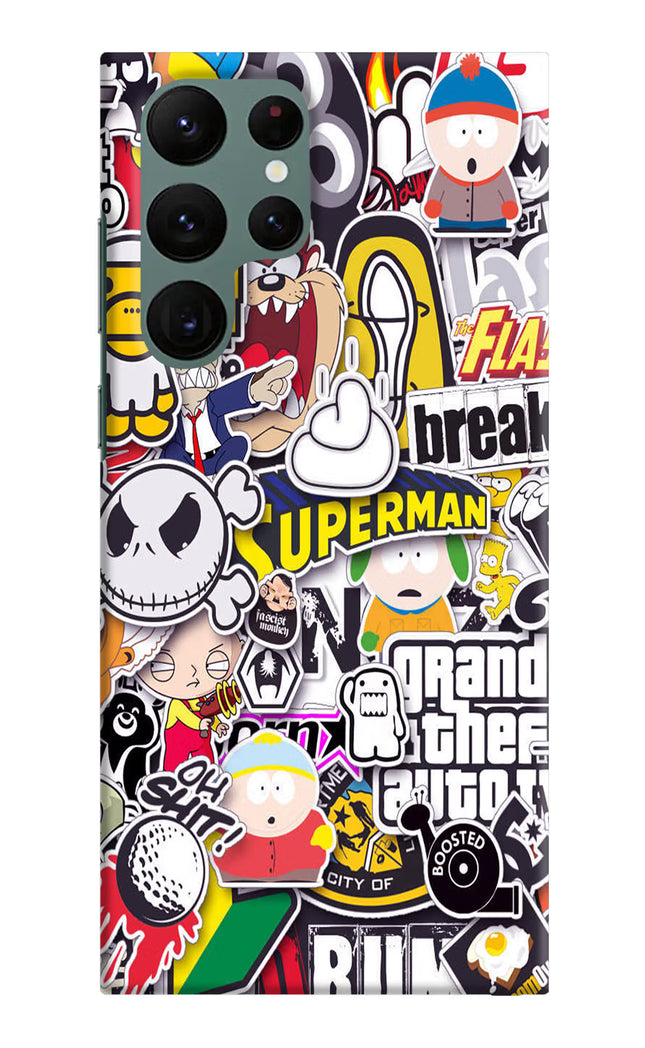 Sticker Bomb Samsung S22 Ultra Hard Case Back Cover by Casekaro