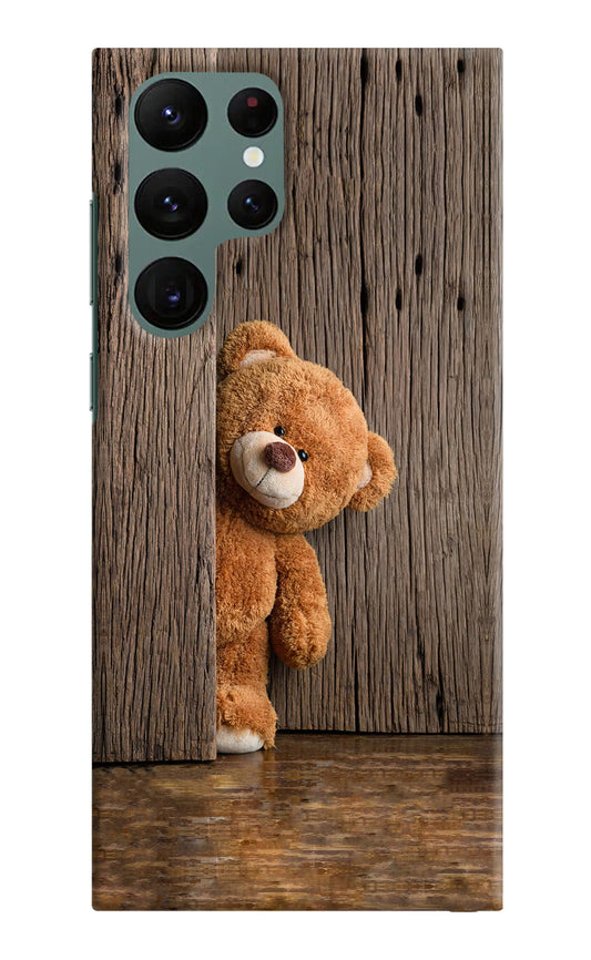 Teddy Wooden Samsung S22 Ultra Hard Case Back Cover by Casekaro