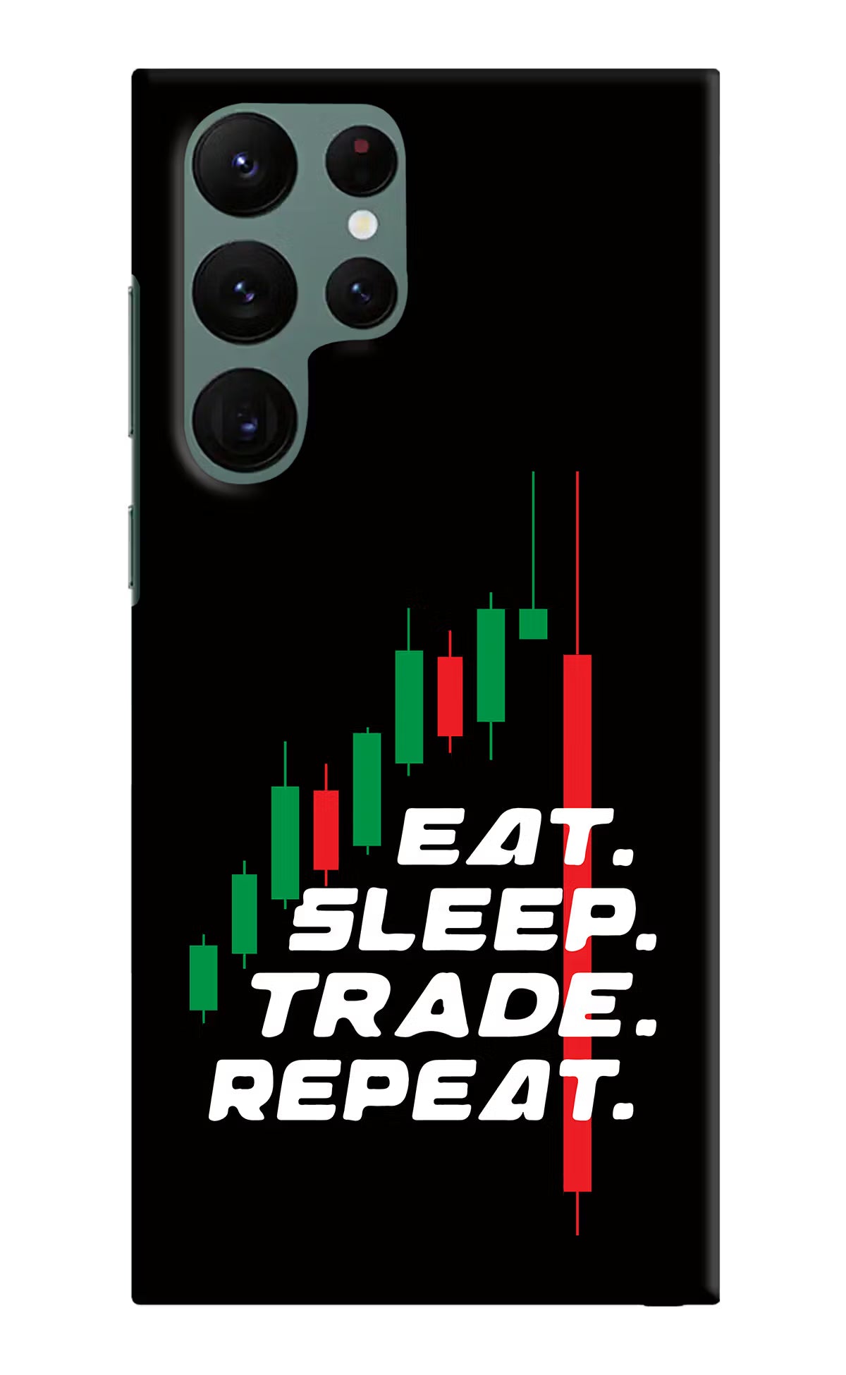 Eat Sleep Trade Repeat Samsung S22 Ultra Hard Case Back Cover by Casekaro