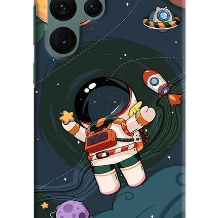 Cartoon Astronaut Samsung S22 Ultra Hard Case Back Cover by Casekaro