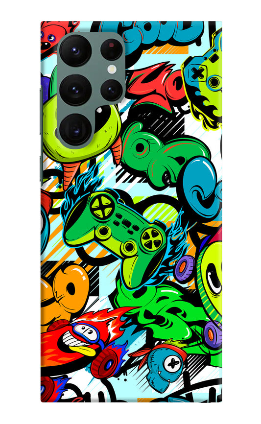 Game Doodle Samsung S22 Ultra Hard Case Back Cover by Casekaro