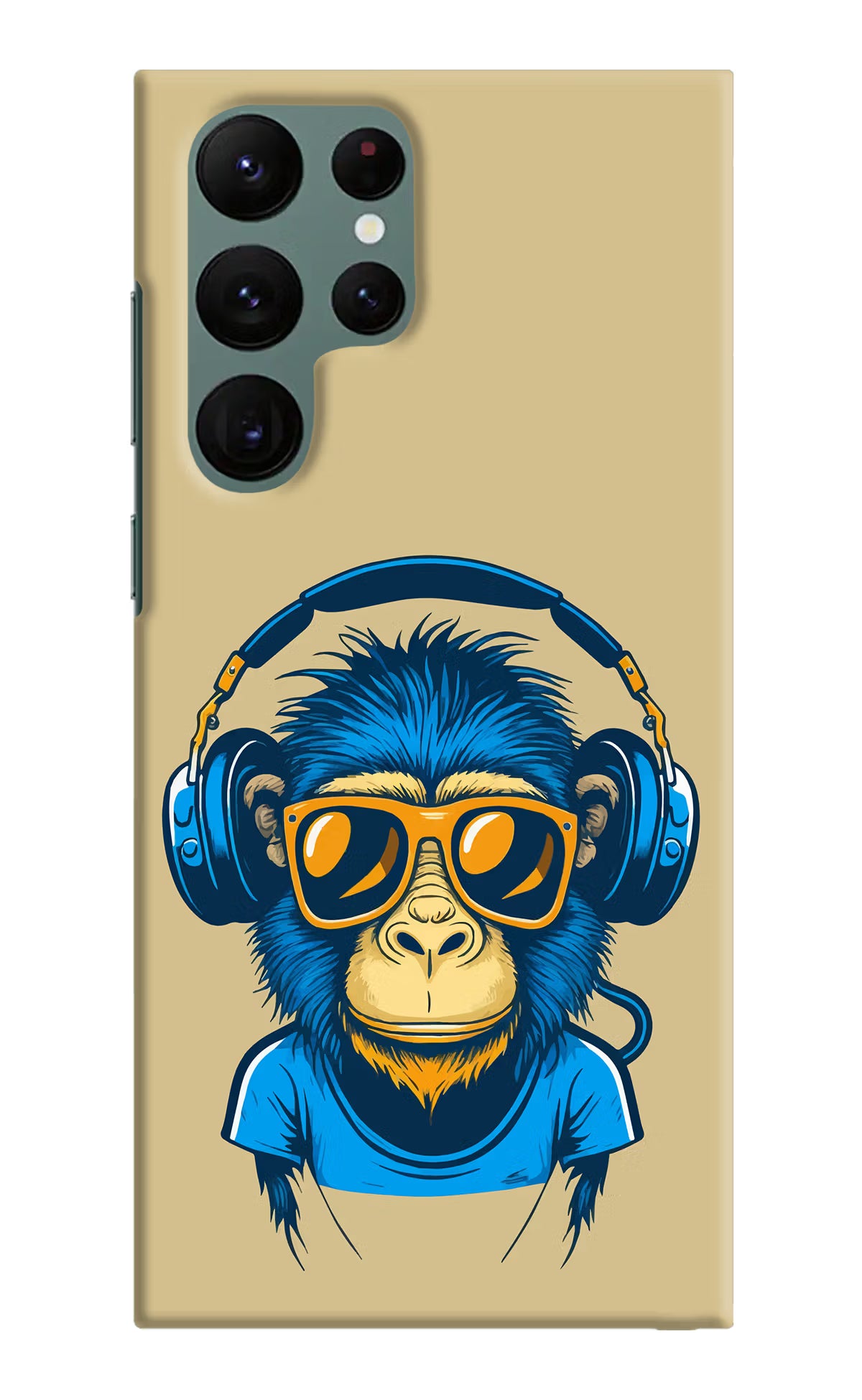 Monkey Headphone Samsung S22 Ultra Hard Case Back Cover by Casekaro