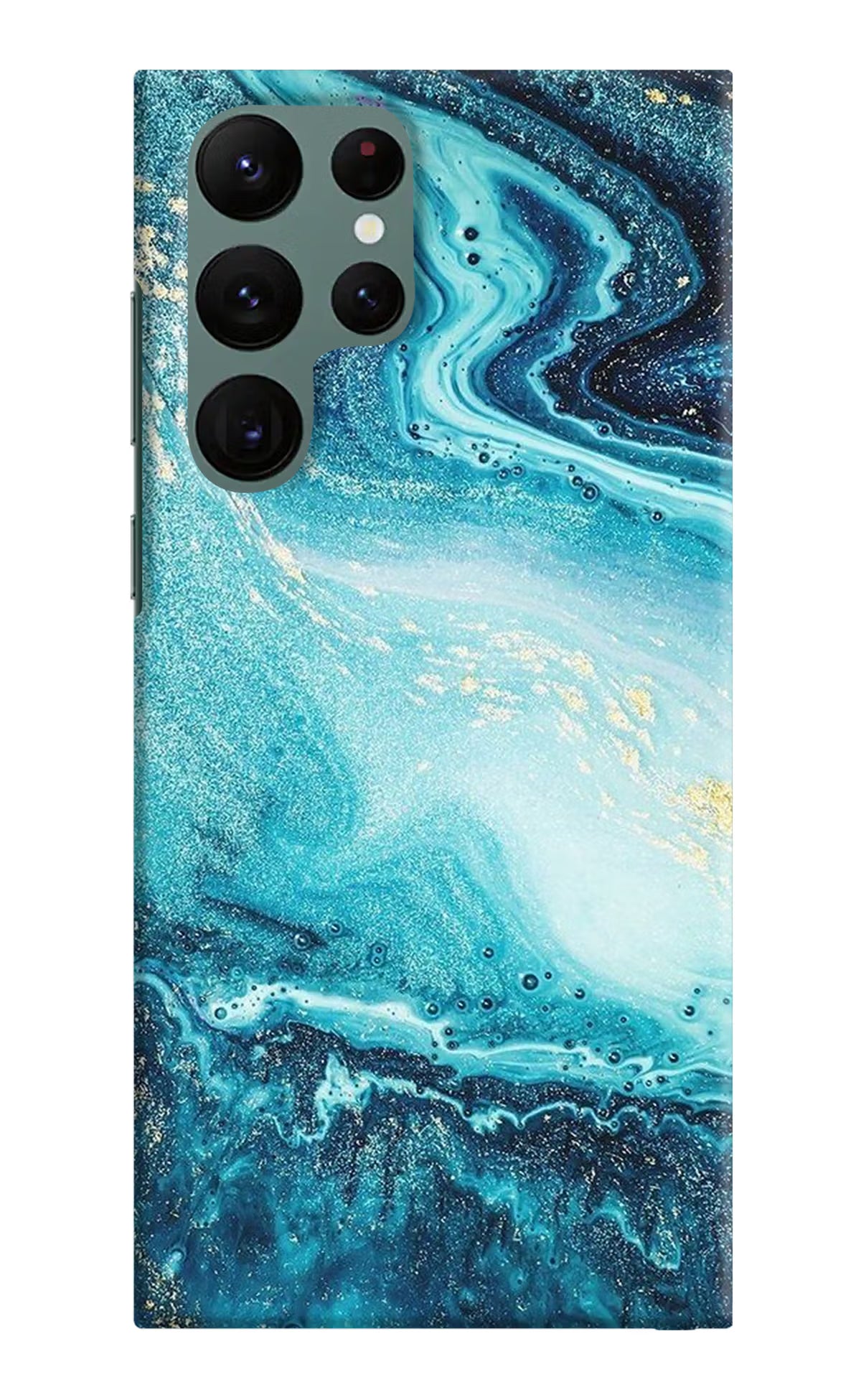 Blue Glitter Marble Samsung S22 Ultra Hard Case Back Cover by Casekaro