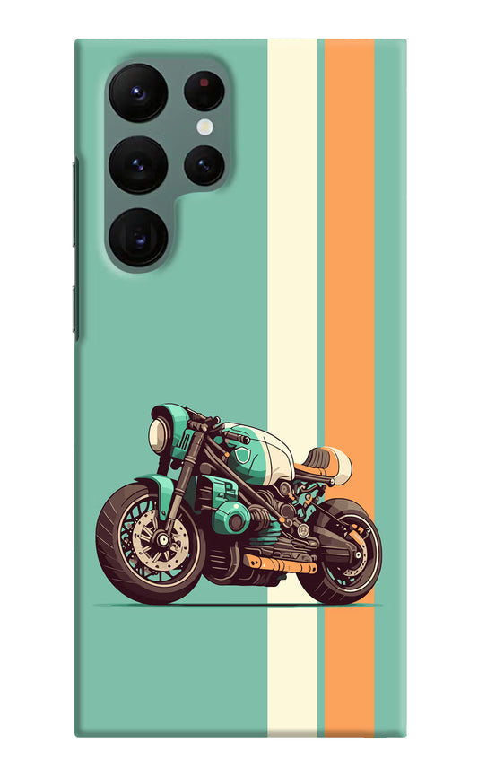Striped Moto Drift Samsung S22 Ultra Hard Case Back Cover by Casekaro