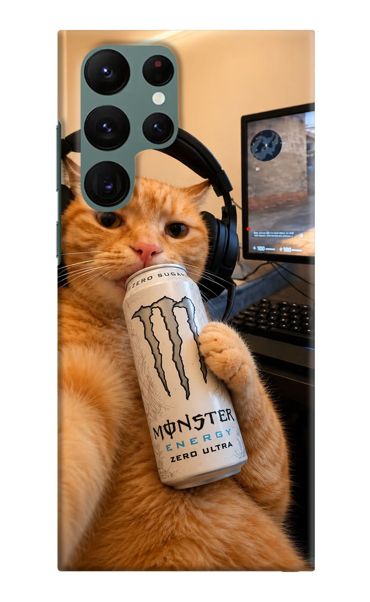 Gamer Cat Energy Samsung S22 Ultra Back Cover