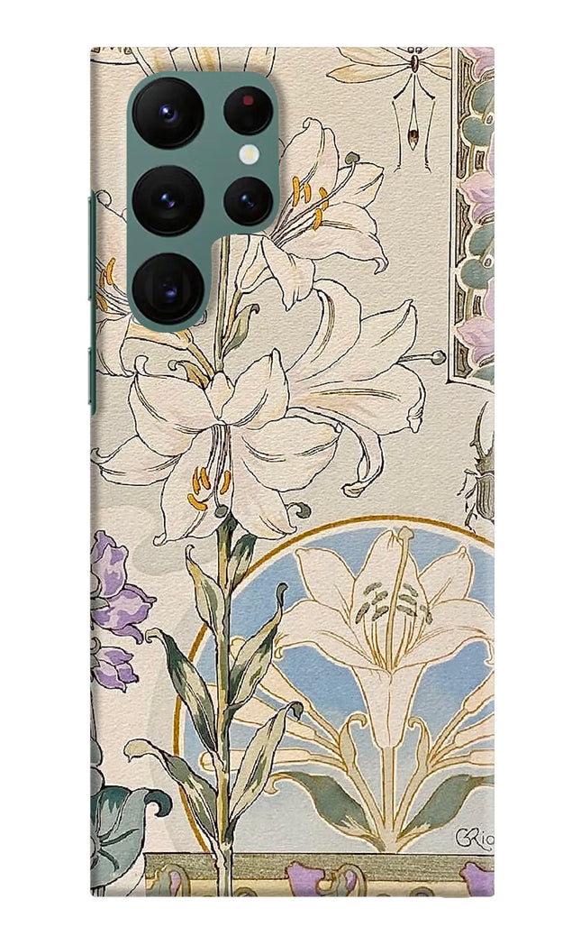 White Lily Samsung S22 Ultra Hard Case Back Cover by Casekaro