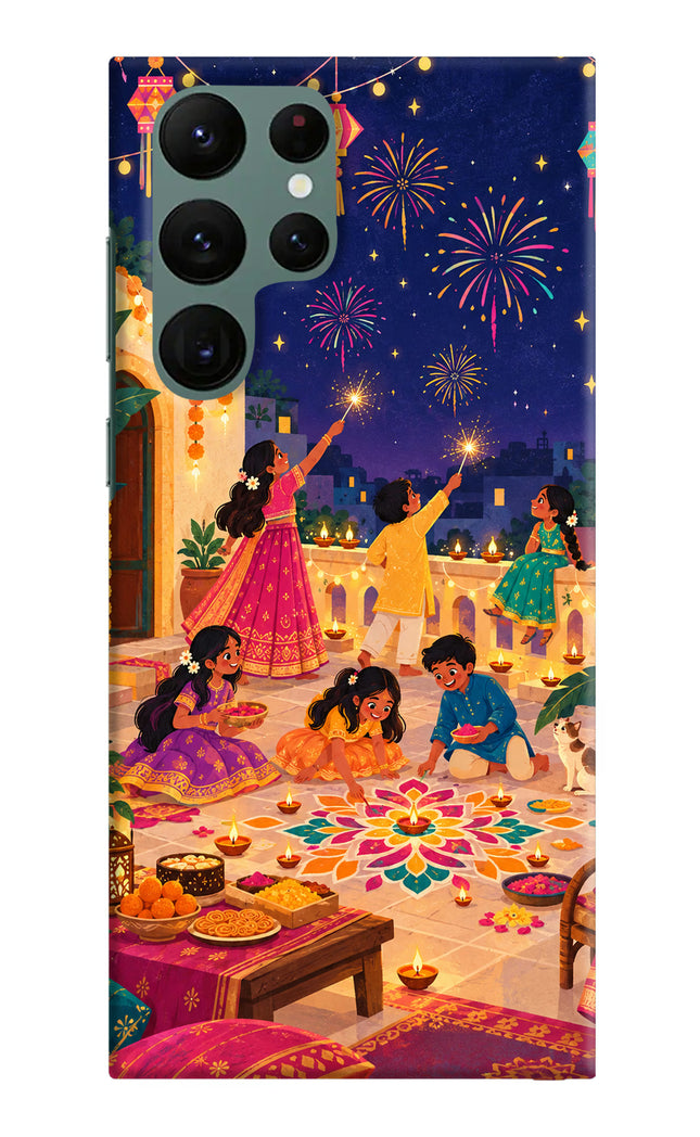 Diwali Night Samsung S22 Ultra Hard Case Back Cover by Casekaro