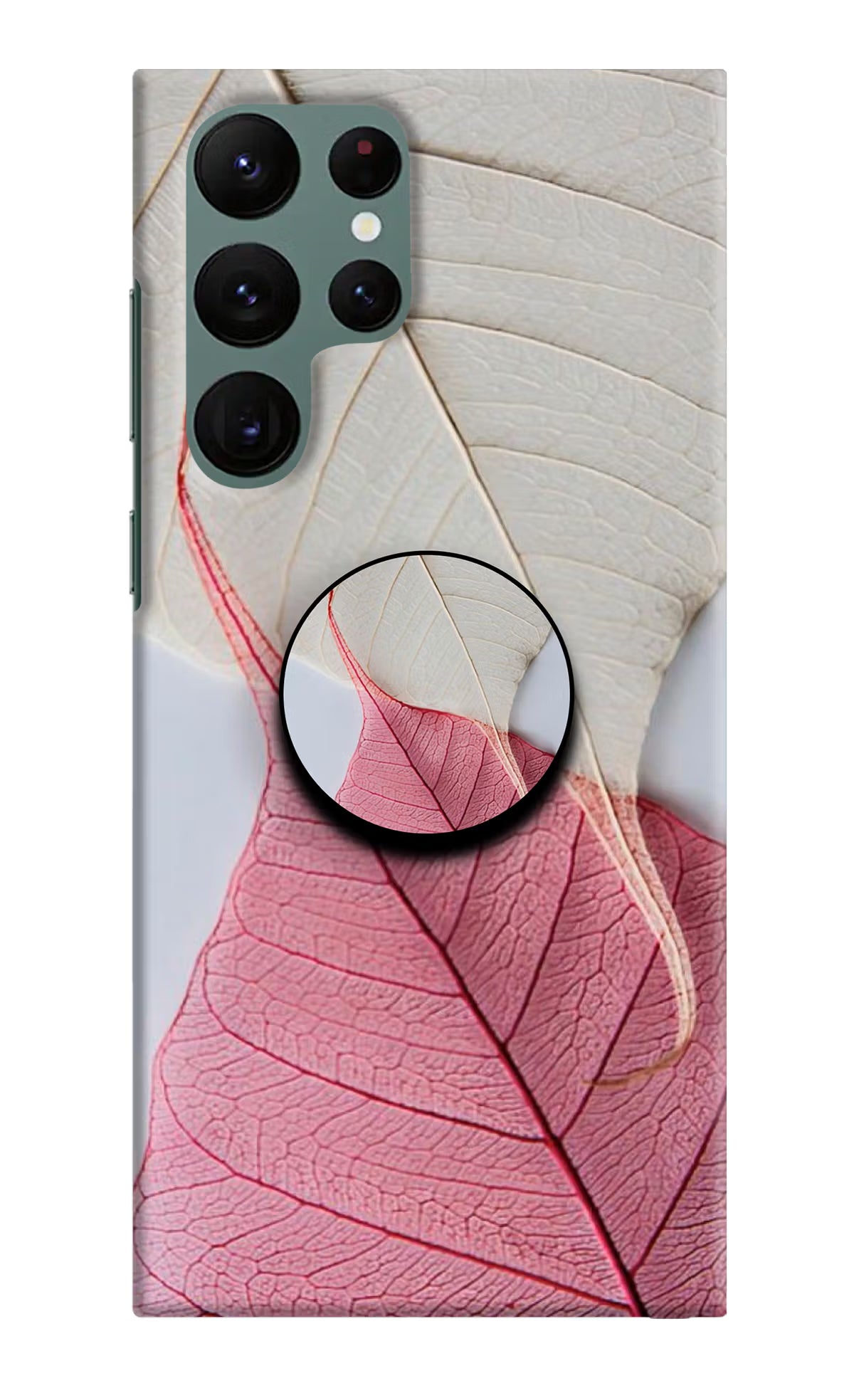 White Pink Leaf Samsung S22 Ultra Pop Case by Casekaro