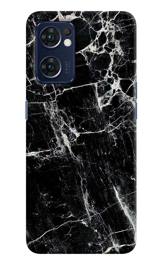 Black Marble Texture Oppo Reno7 5G Hard Case Back Cover by Casekaro
