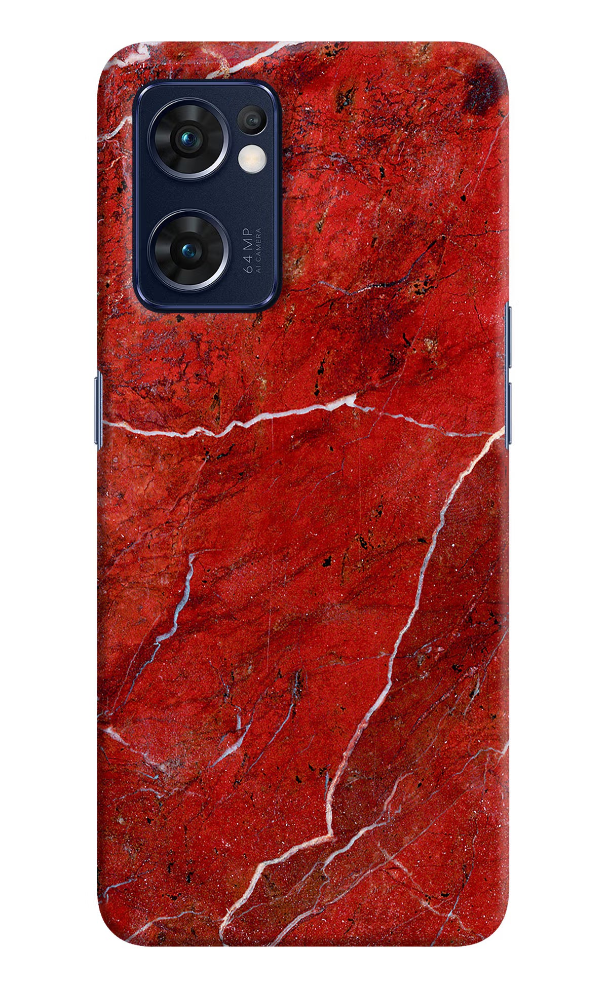 Red Marble Design Oppo Reno7 5G Hard Case Back Cover by Casekaro