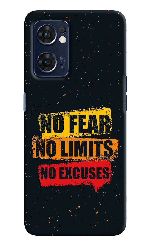 No Fear No Limits No Excuse Oppo Reno7 5G Hard Case Back Cover by Casekaro