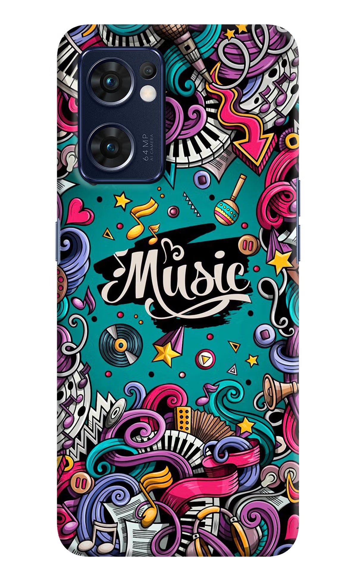 Music Graffiti Oppo Reno7 5G Hard Case Back Cover by Casekaro