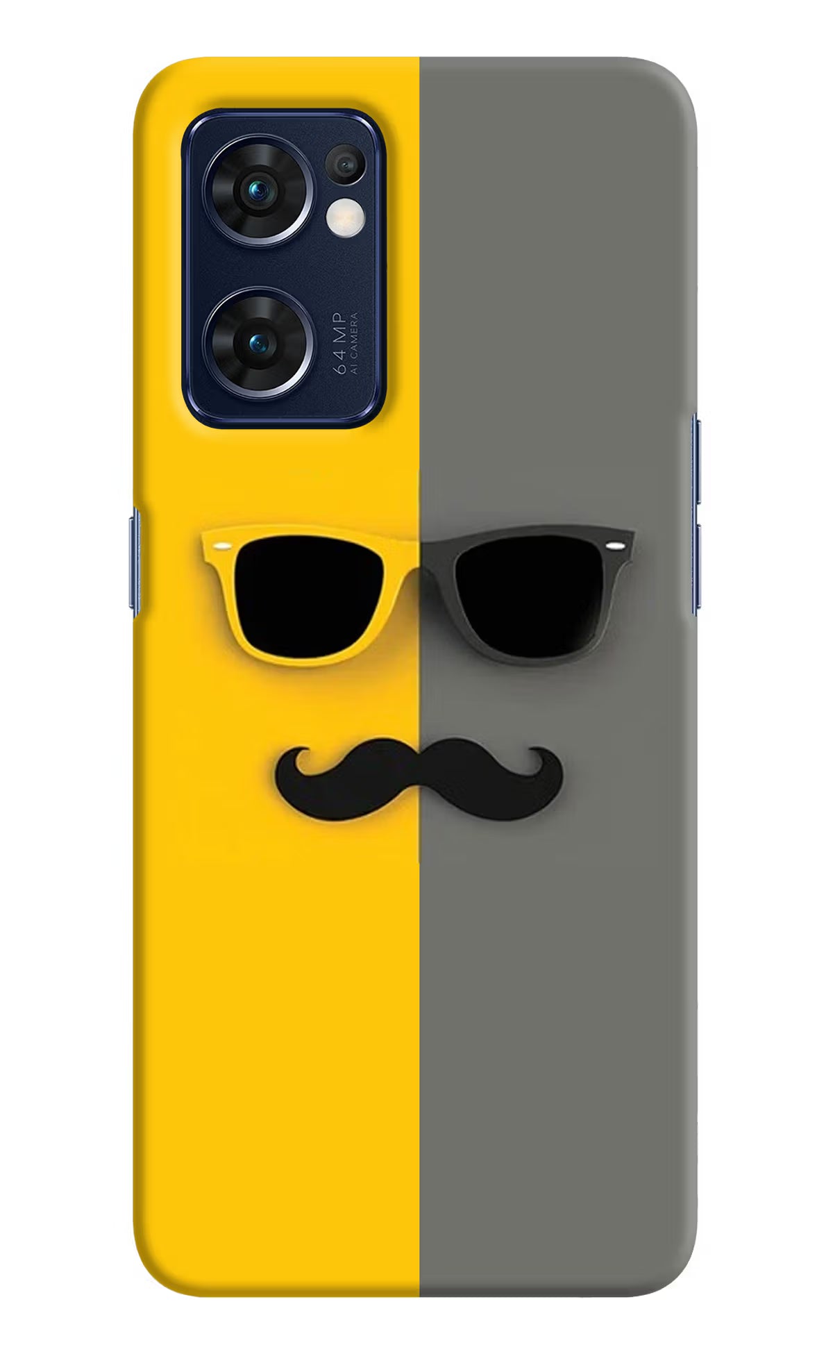 Sunglasses with Mustache Oppo Reno7 5G Hard Case Back Cover by Casekaro