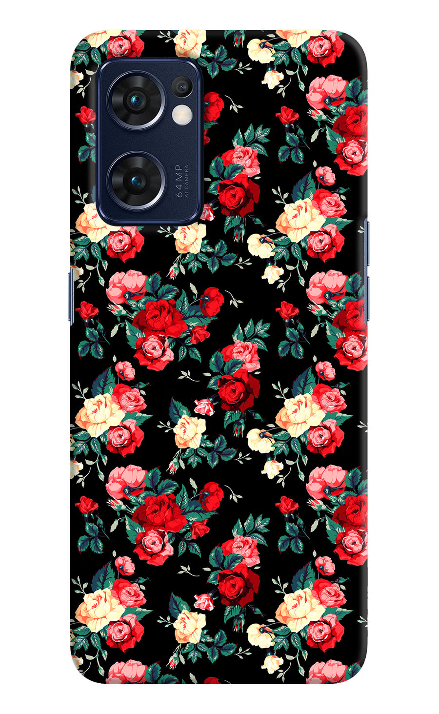 Rose Pattern Oppo Reno7 5G Back Cover, Hard case
