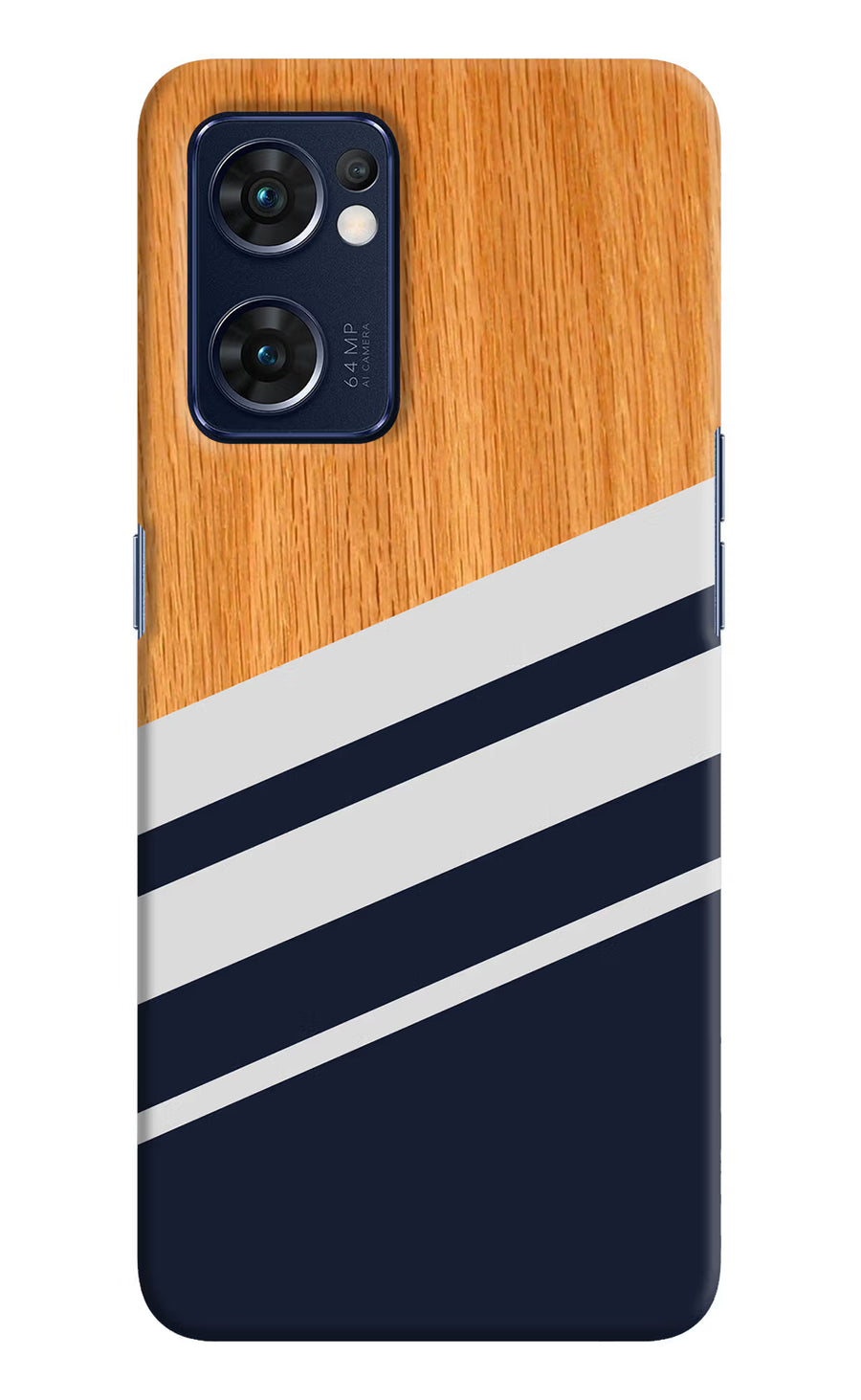 Blue and white wooden Oppo Reno7 5G Back Cover, Hard case