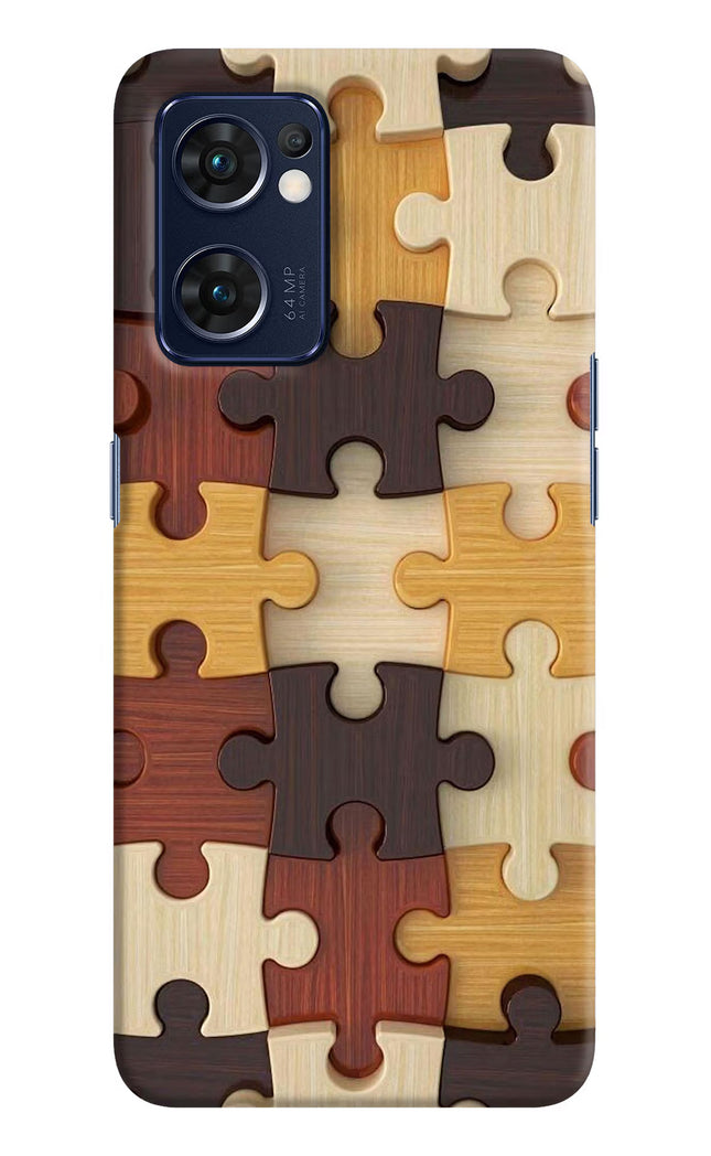 Wooden Puzzle Oppo Reno7 5G Hard Case Back Cover by Casekaro