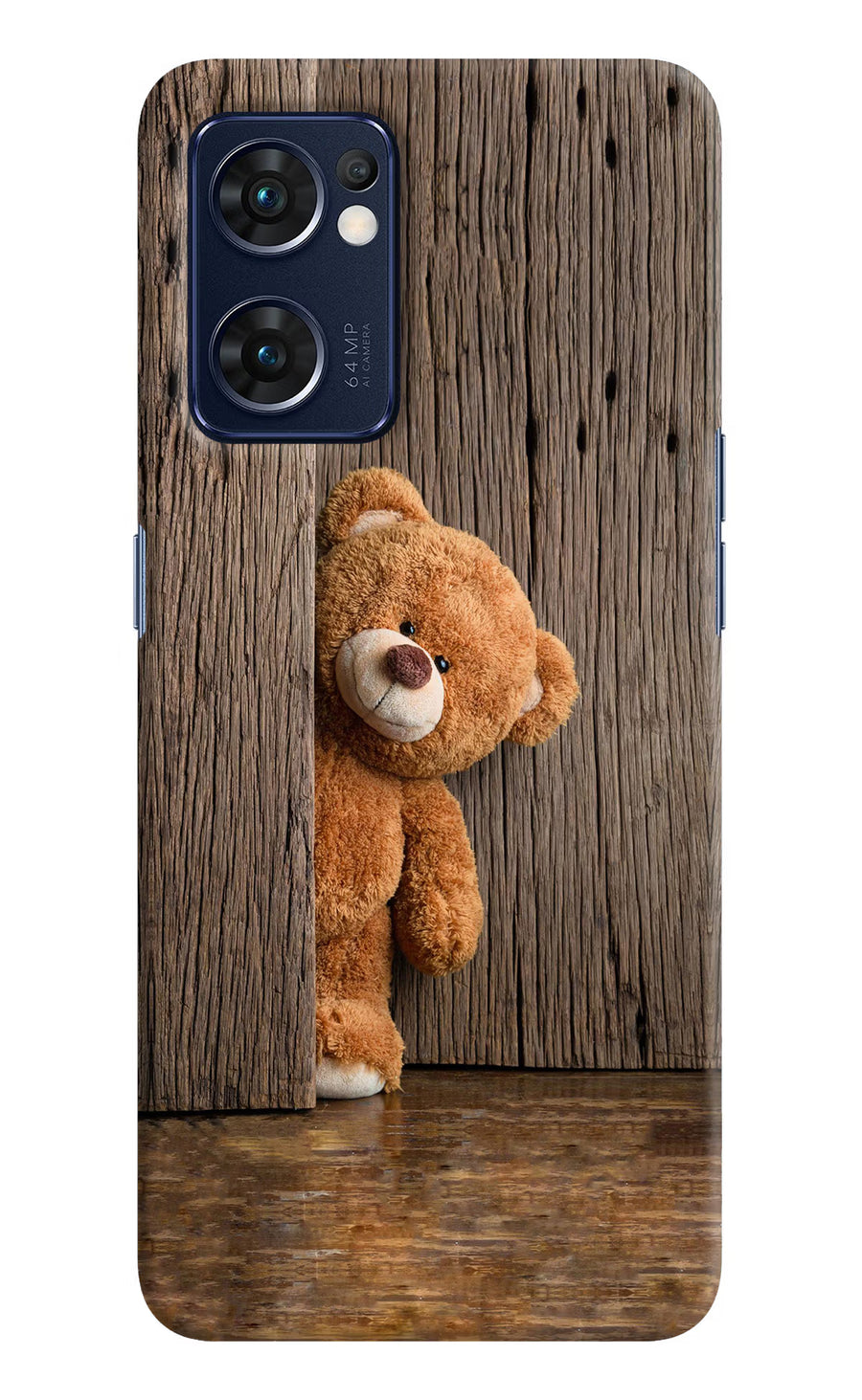 Teddy Wooden Oppo Reno7 5G Back Cover, Hard case