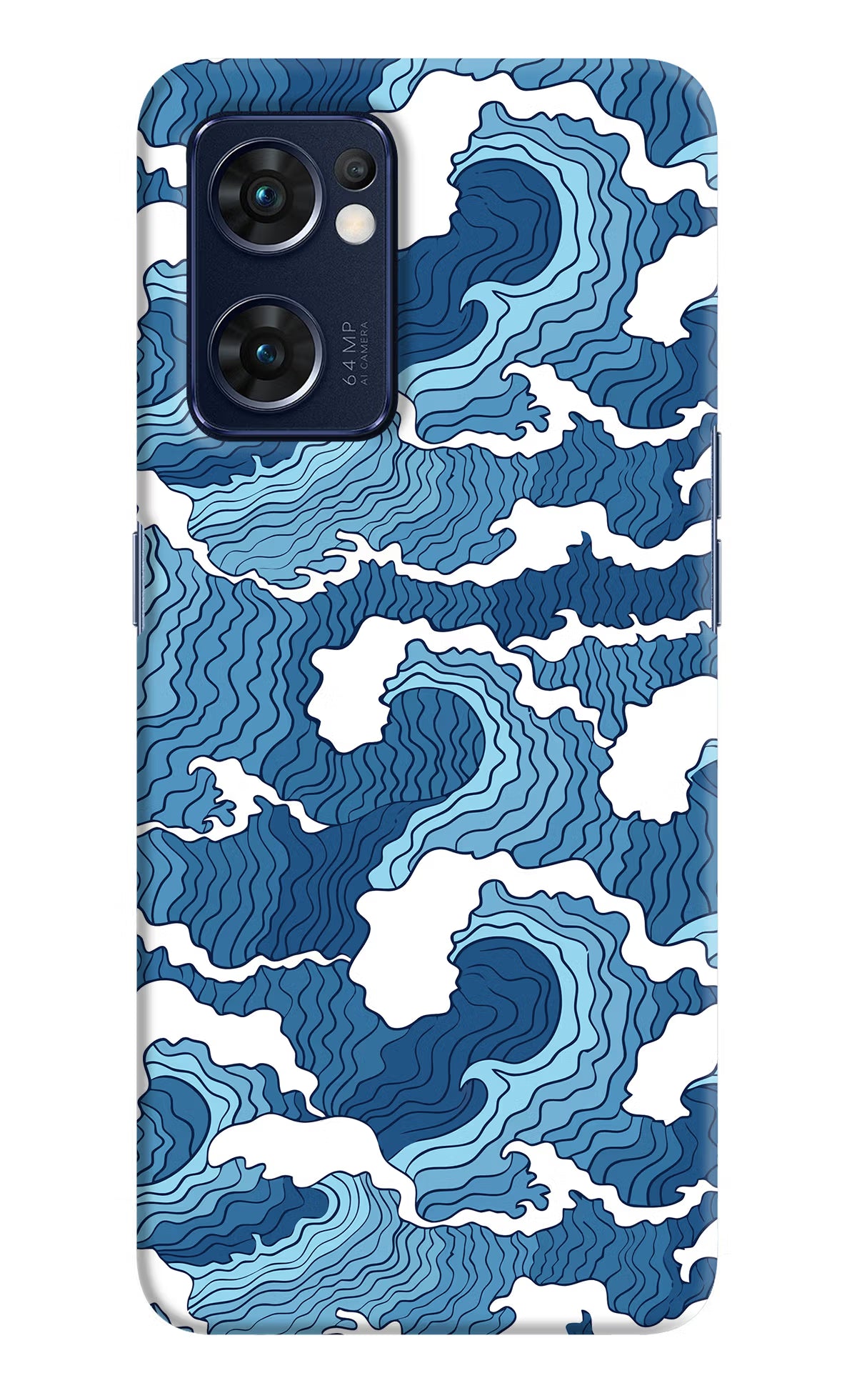 Blue Waves Oppo Reno7 5G Hard Case Back Cover by Casekaro