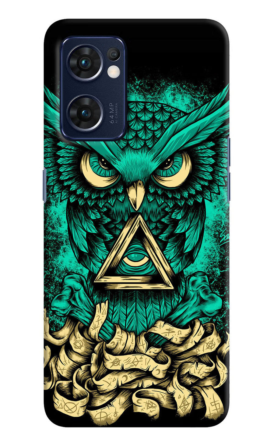 Green Owl Oppo Reno7 5G Back Cover, Hard case