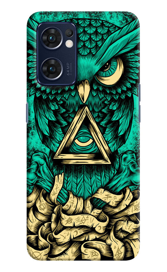 Green Owl Oppo Reno7 5G Hard Case Back Cover by Casekaro