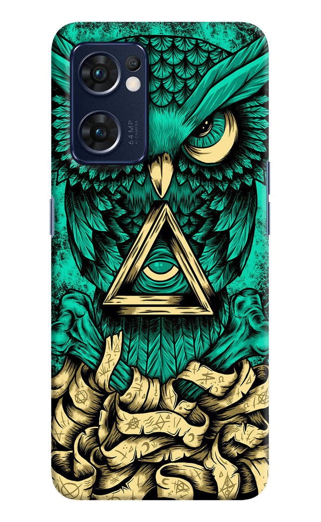 Green Owl Oppo Reno7 5G Hard Case Back Cover by Casekaro