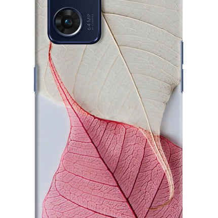 White Pink Leaf Oppo Reno7 5G Hard Case Back Cover by Casekaro
