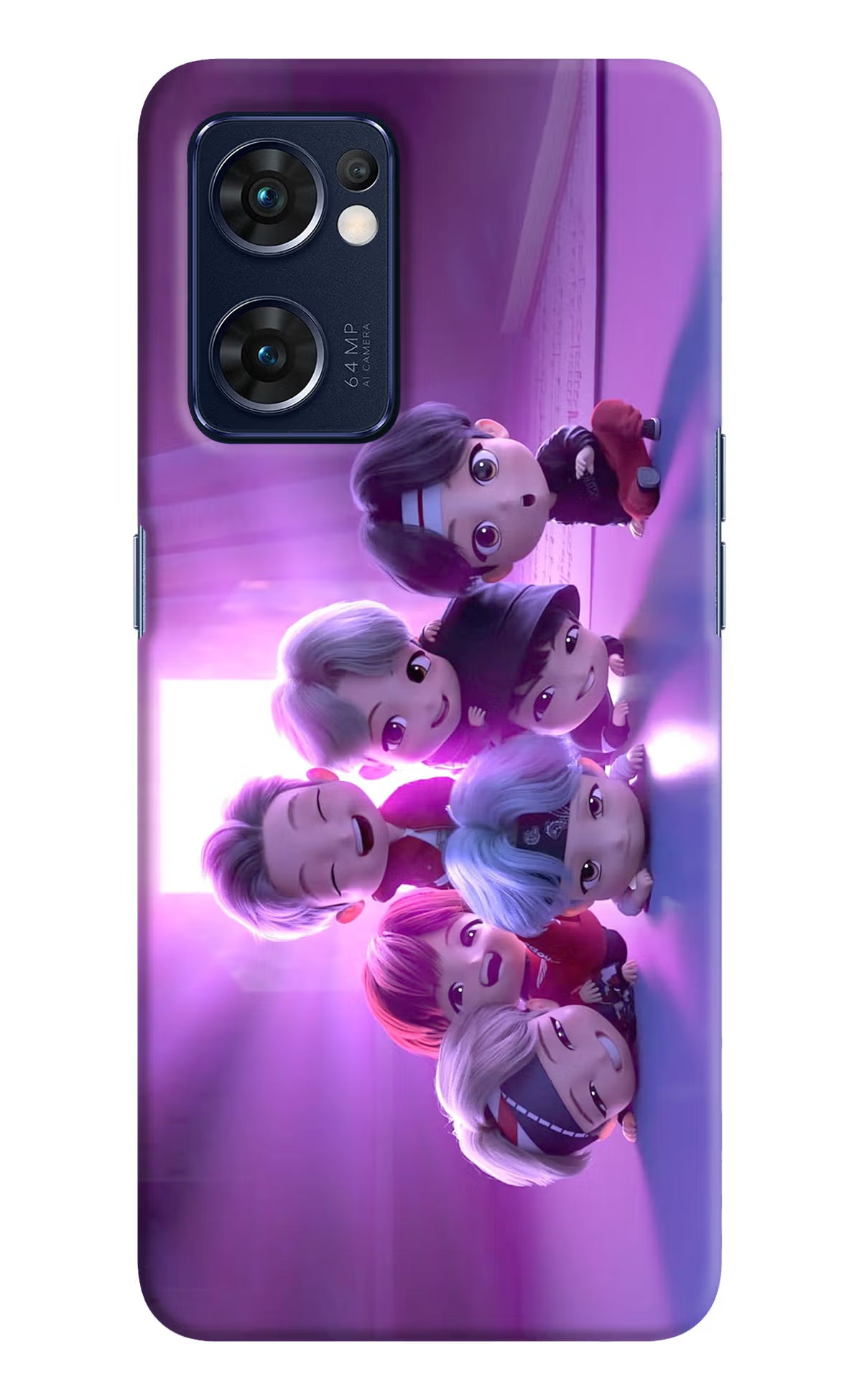 BTS Chibi Oppo Reno7 5G Hard Case Back Cover by Casekaro