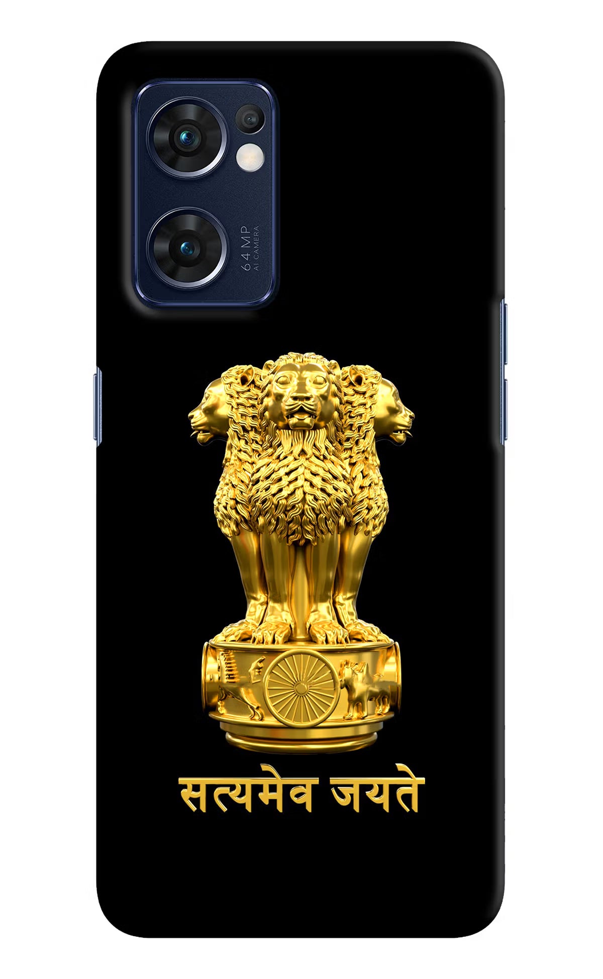 Satyamev Jayate Golden Oppo Reno7 5G Hard Case Back Cover by Casekaro
