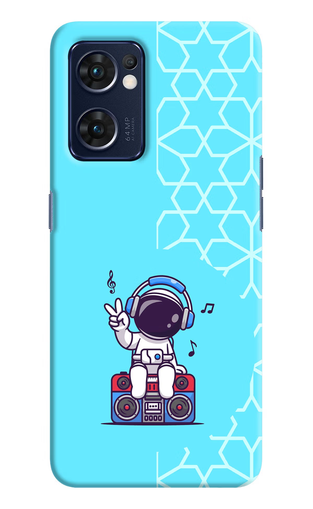 Cute Astronaut Chilling Oppo Reno7 5G Hard Case Back Cover by Casekaro