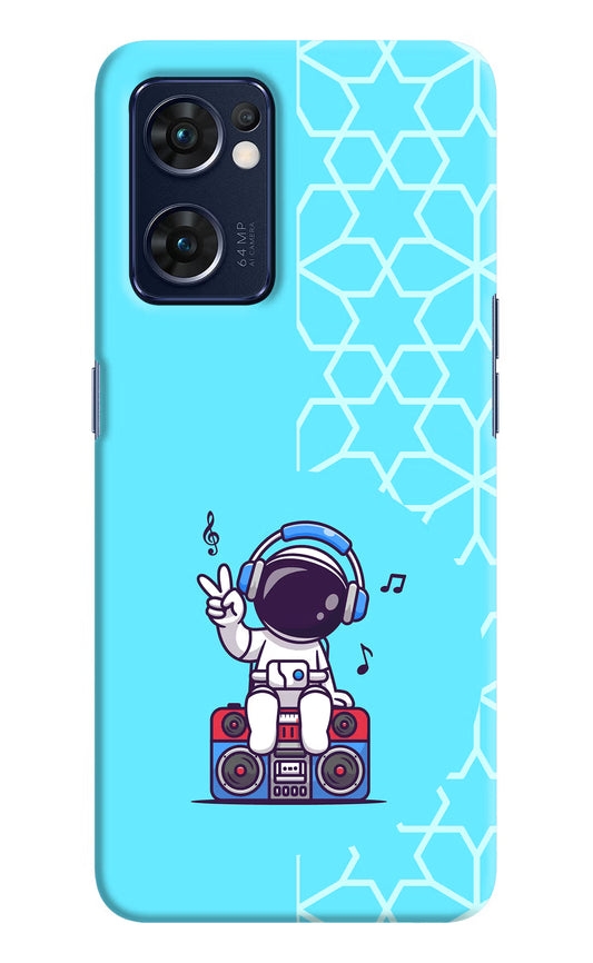 Cute Astronaut Chilling Oppo Reno7 5G Hard Case Back Cover by Casekaro