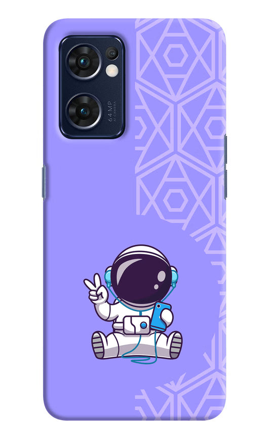 Cute Astronaut Chilling Oppo Reno7 5G Hard Case Back Cover by Casekaro