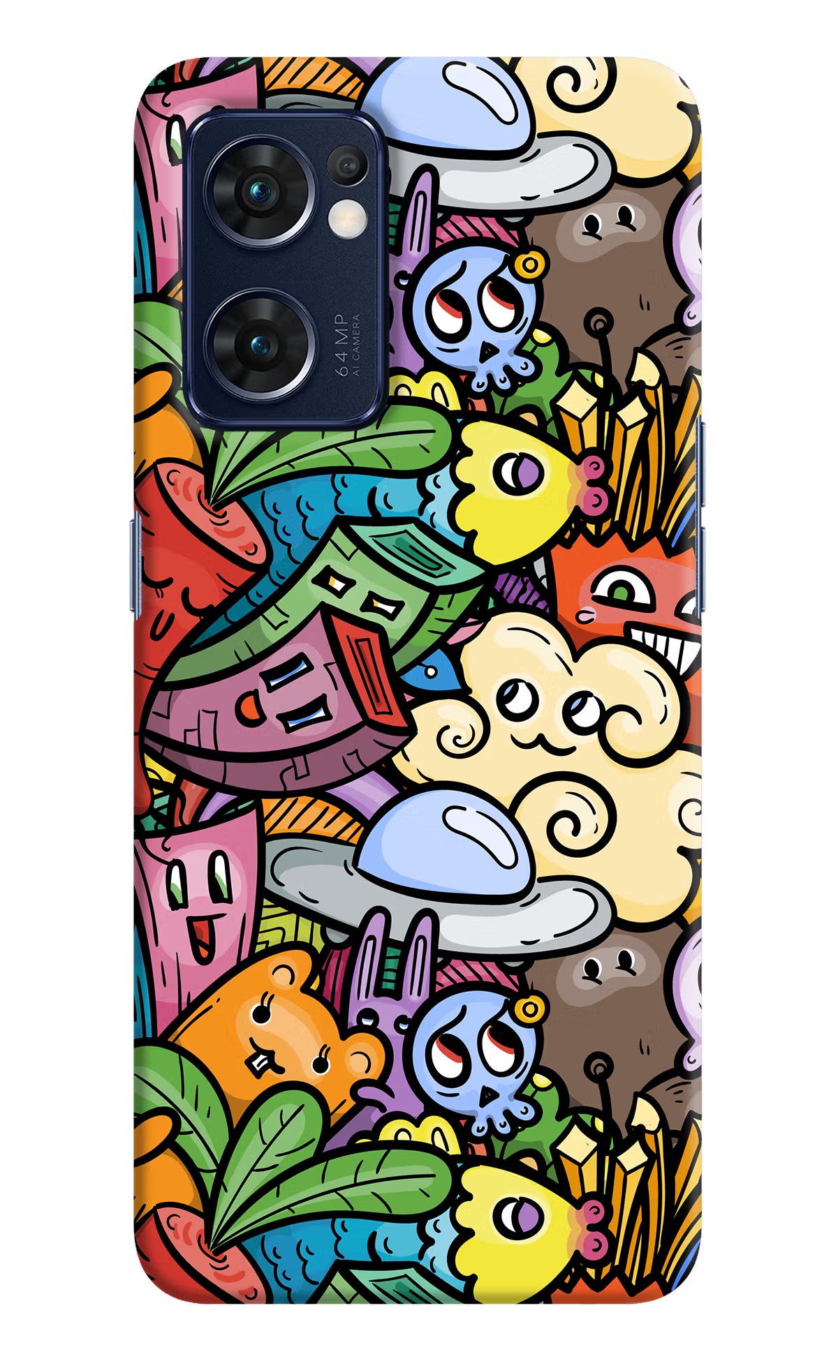 Veggie Doodle Oppo Reno7 5G Hard Case Back Cover by Casekaro