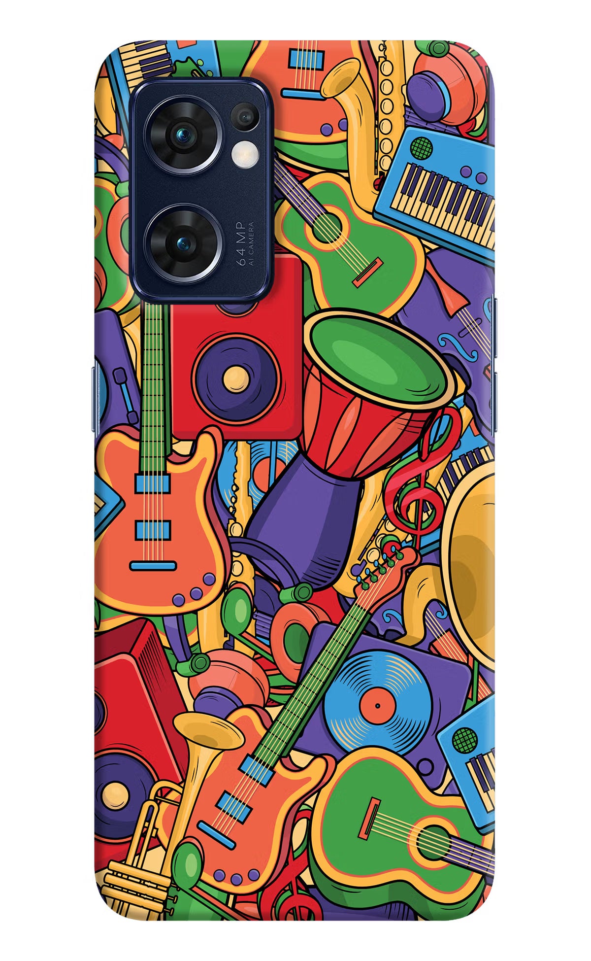 Music Instrument Doodle Oppo Reno7 5G Hard Case Back Cover by Casekaro