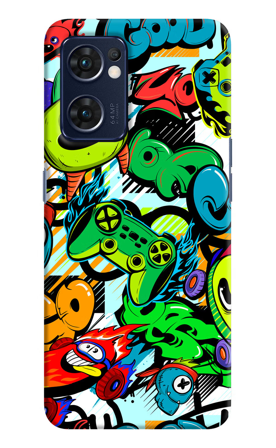 Game Doodle Oppo Reno7 5G Back Cover, Hard case