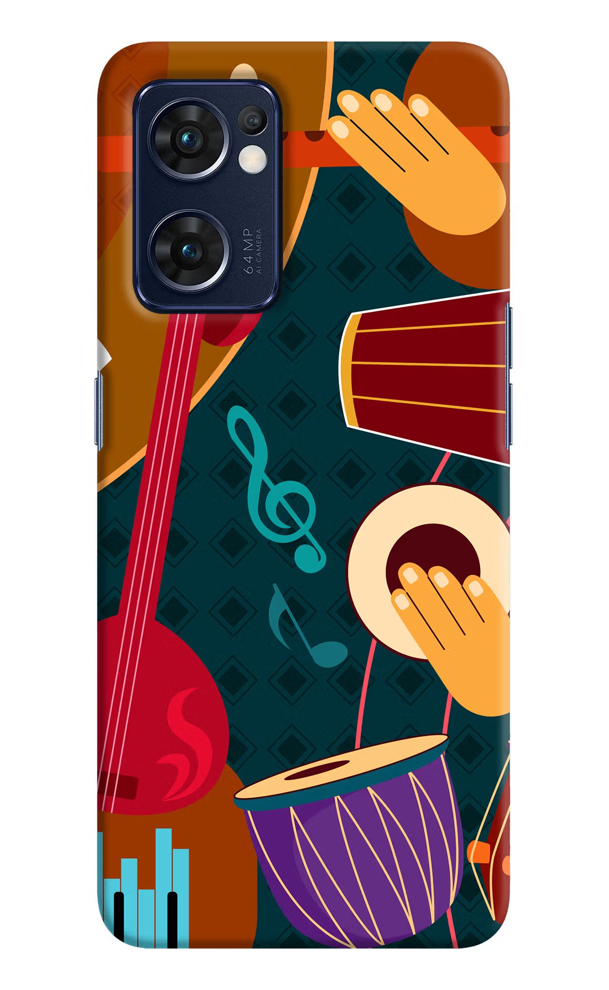 Music Instrument Oppo Reno7 5G Hard Case Back Cover by Casekaro
