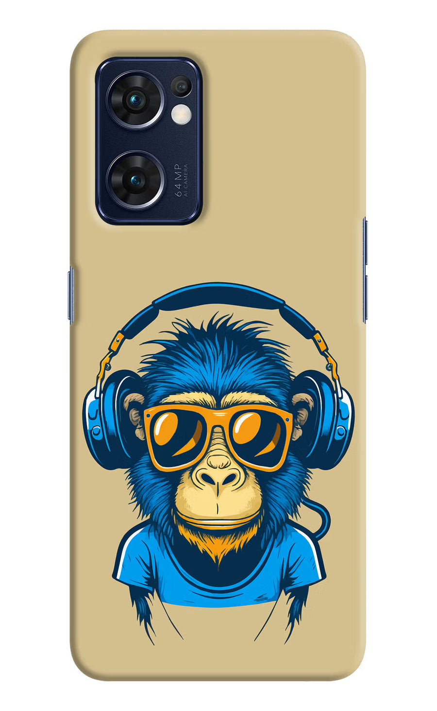 Monkey Headphone Oppo Reno7 5G Back Cover, Hard case