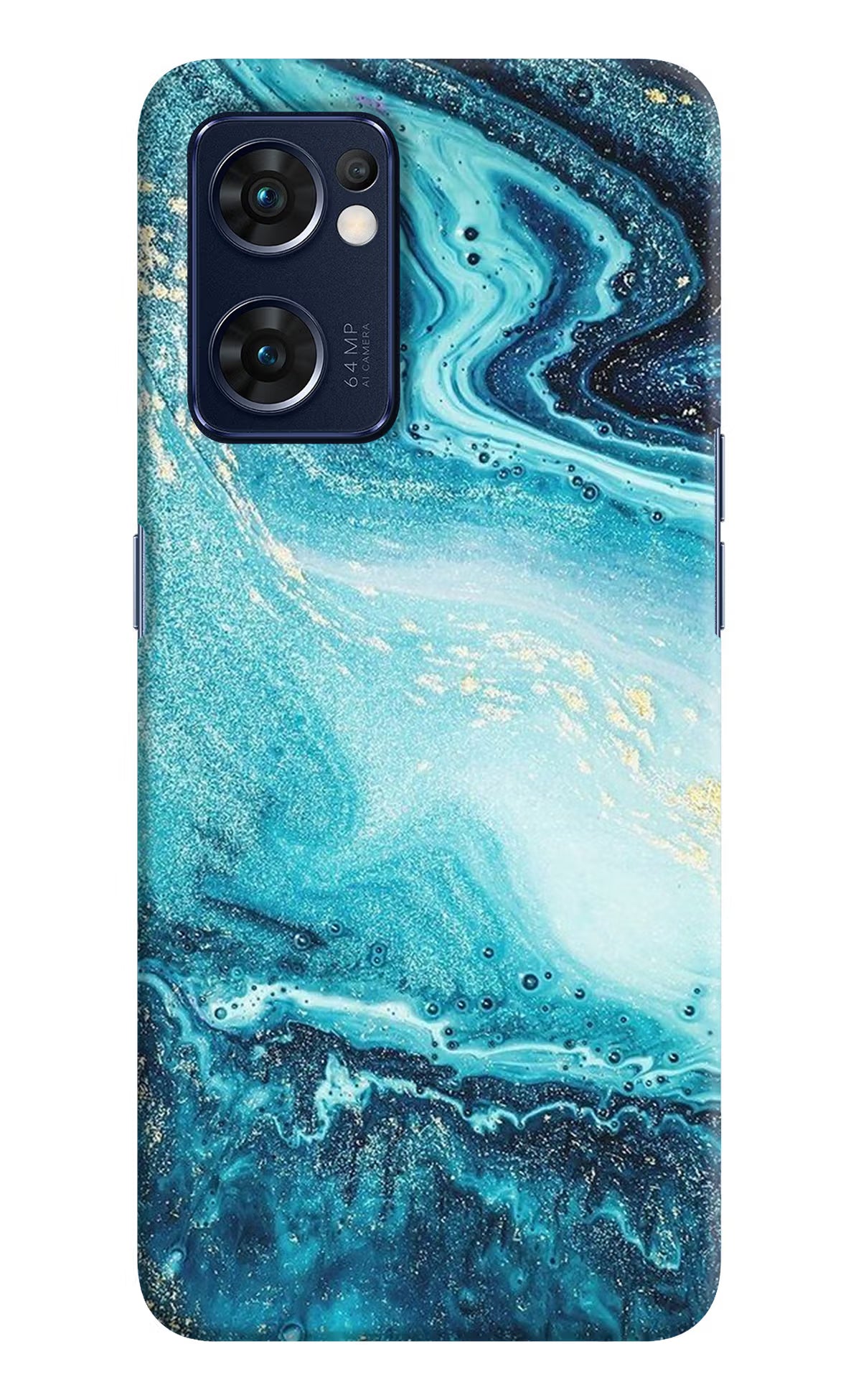 Blue Glitter Marble Oppo Reno7 5G Hard Case Back Cover by Casekaro